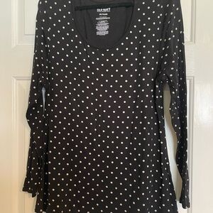 Old Navy Black and White Polka Dot Long Sleeve Top